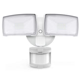 LEPOWER 30W security light with two heads, front view for enhanced boundary lighting.