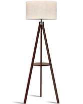 LEPOWER tripod floor lamp assembly shows easy setup with sturdy wood base