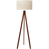 LEPOWER wood tripod floor lamp with sturdy three-legged base for stable living room lighting.