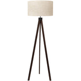 LEPOWER wood tripod lamp base in walnut provides stable, stylish support.