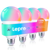 Lepro B3 AI Smart Light Bulbs brighten living room with 1500 lumens and vibrant colors.