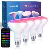 Lepro BR1 AI LED bulb in living room with cozy color scenes