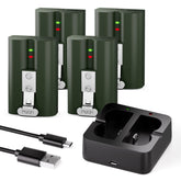 Lesaps four-pack battery set in military green powering Ring devices with extended uptime.