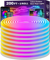 LETianPAI 200ft neon rope light bundle enhances room ambiance with vivid RGB color