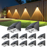 LETMY solar fence lights 12-pack installed on wall delivering secure outdoor illumination.