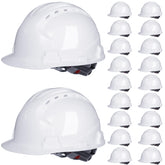 Leumoi 20-pack white hard hats front view for bulk job site safety