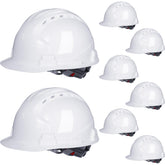 Leumoi 8-piece hard hats with 4-point suspension for team safety at the job site.