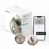 Level Lock+ front door hardware in satin nickel for secure access