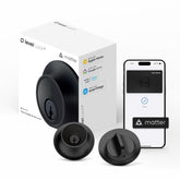Level Lock+ matte black front-door installation for discreet smart security.