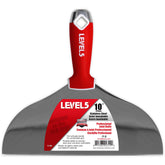 LEVEL5 10inch soft-grip drywall knife blade close-up for smooth mud application.
