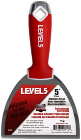 LEVEL5 5-inch soft-grip drywall knife offers comfortable grip for smooth finishes.