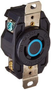 Leviton 2420 locking receptacle front view with color-coded voltage face for quick identification.