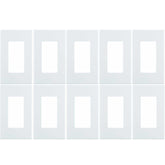 Leviton 80301-SW wallplate close-up showing screwless snap-on design for a clean installation.