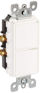 Leviton Decora combo switch front view with compact, space-saving design