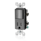 Leviton Decora combo switch and tamper-resistant receptacle in black for streamlined wall control