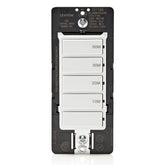 Leviton DT160-1LW countdown timer switch on wall controls a load with preset times.