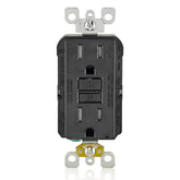 Leviton GFTR1-E 15A GFCI outlet with self-test and LED indicator for safer wet areas.