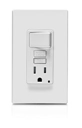 Leviton GFCI Switch Combo front view, space-saving design for small bathrooms.