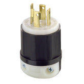 Leviton L16-30P locking plug demonstrates secure 30A 480V connection.