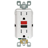 Leviton Self-Test GFCI outlet (white) provides reliable ground fault protection for kitchens and baths.