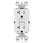 Leviton Self-Test SmartlockPro Slim GFCI outlet front view for quick, secure installation.