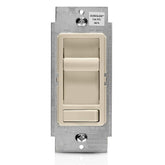 Leviton SureSlide dimmer front view in light almond finish for ambient control