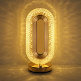 Lewondr oval table lamp with diamond shade creates a warm modern focal point.