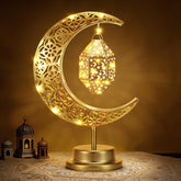 Lewondr Ramadan Moon Lamp with ornate crescent lantern provides bedside ambience for Ramadan evenings