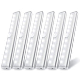 Lexall 6-pack motion sensor lights activated by motion in a dark closet.