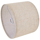 LEYINPEI beige large drum lampshade shows 13in top and bottom with 10in height.