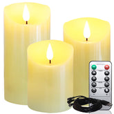 Lezonic rechargeable flickering candles with remote for easy ambience control.