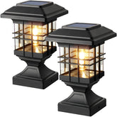 Lffital solar post light lantern for 4x4 posts emits a warm, inviting glow.