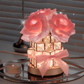 LHYDAOOQ Crystal Table Lamp with rose light delivering romantic bedside glow.