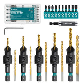 LIBRATON Countersink Bits Set 22pc ready for clean pilot holes and precise screw seating.