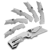 Lichamp folding box cutter closed in silver, portable for everyday tasks.