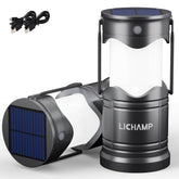 Lichamp solar lantern folded for compact packing and easy transport.