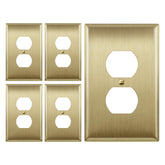 LIDER Brushed Brass wall plate front view for durable outlet protection.