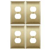 LIDER duplex wall plate with brushed brass finish provides durable coverage.