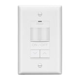LIDER motion sensor dimmer switch front view showing sleek white finish and modern design.