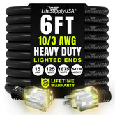 LifeSupplyUSA 6ft extension cord SJTW with 10-3 gauge for indoor and outdoor use