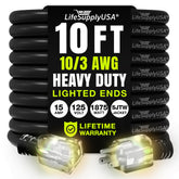 LifeSupplyUSA extension cord 10ft outdoor indoor demonstrates rugged reliability for power in any setting.