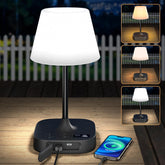 Lightbiz Outdoor Table Lamp with 8000mAh battery for extended cordless lighting.