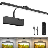 Lightbiz picture light with rechargeable battery illuminates artwork without cords