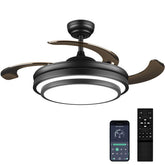 Lightimes 48in retractable ceiling fan extended with LED lights for bright, comfortable living spaces.