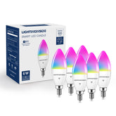 Lightinginside E12 smart bulbs showing color mood scenes for customizable ambience.