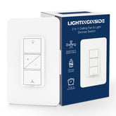 Lightinginside smart fan control panel with separate indicators for fan and light, quick status.