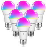 Lightinginside smart bulbs in packaging showing a six-pack for easy mood lighting