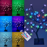 Lightshare 18-inch cherry blossom bonsai tree with soft ambient glow in a room