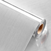 LIKILIKI stainless steel contact paper roll on a flat surface for a durable countertop cover