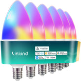 Linkind Matter E12 bulb in chandelier showcasing warm ambient lighting